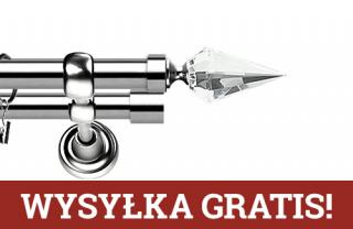 Karnisze Metalowe Rzymskie podwójny 25/19mm Veneto Crystal  INOX