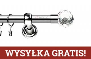 Karnisze Metalowe Rzymskie pojedynczy 19mm Beluna Crystal INOX