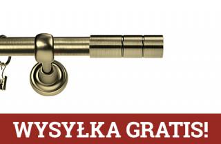 Karnisze Metalowe Rzymskie pojedynczy 19mm Cylinder antyk mosiądz