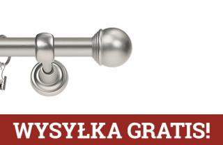 Karnisze Metalowe Rzymskie pojedynczy 19mm Gałka Max chrom mat