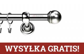 Karnisze Metalowe Rzymskie pojedynczy 19mm Gałka Max INOX