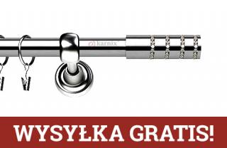 Karnisze Metalowe Rzymskie pojedynczy 19mm Rosetti Crystal INOX