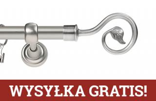 Karnisze Metalowe Rzymskie pojedynczy 19mm Spiralka chrom mat