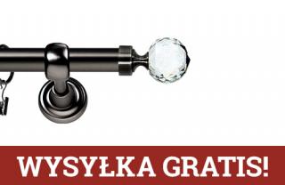 Karnisze Metalowe Rzymskie pojedynczy 25mm Beluna Crystal antracyt