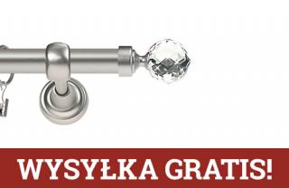 Karnisze Metalowe Rzymskie pojedynczy 25mm Beluna Crystal chrom mat