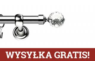 Karnisze Metalowe Rzymskie pojedynczy 25mm Beluna Crystal INOX