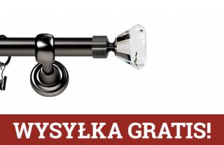 Karnisze Metalowe Rzymskie pojedynczy 25mm Clarex Crystal antracyt