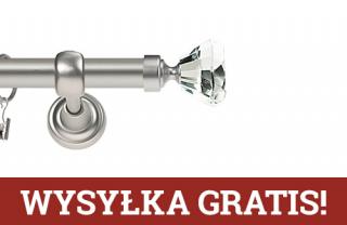 Karnisze Metalowe Rzymskie pojedynczy 25mm Clarex Crystal chrom mat