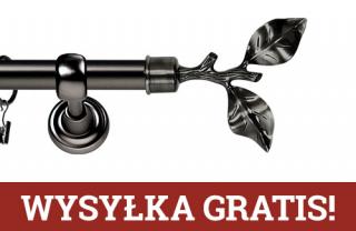 Karnisze Metalowe Rzymskie pojedynczy 25mm Gałązka antracyt