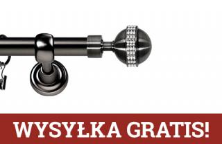 Karnisze Metalowe Rzymskie pojedynczy 25mm Globi Crystal antracyt