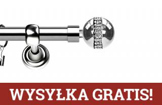 Karnisze Metalowe Rzymskie pojedynczy 25mm Globi Crystal INOX