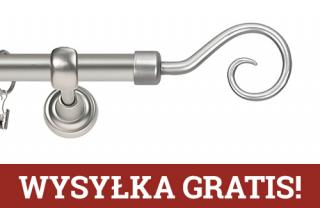 Karnisze Metalowe Rzymskie pojedynczy 25mm Spirala chrom mat