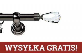 Karnisze Metalowe Rzymskie pojedynczy 25mm Travo Crystal antracyt