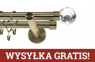 Karnisze nowoczesne NEO podwójny 19/19mm Beluna Crystal antyk mosiądz