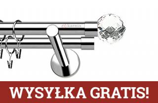 Karnisze nowoczesne NEO podwójny 19/19mm Beluna Crystal INOX