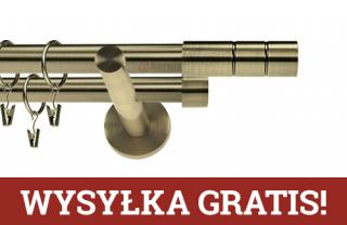 Karnisze nowoczesne NEO podwójny 19/19mm Cylinder antyk mosiądz