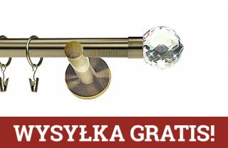 Karnisze nowoczesne NEO pojedynczy 19mm Beluna Crystal antyk mosiądz