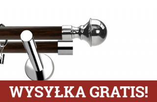 Karnisze Nowoczesne NEO Prestige podwójny 19/19mm Bella INOX - wenge