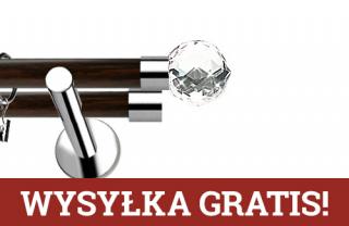 Karnisze Nowoczesne NEO Prestige podwójny 19/19mm Beluna Crystal INOX - wenge