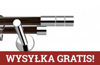 Karnisze Nowoczesne NEO Prestige podwójny 19/19mm Cylinder INOX - wenge