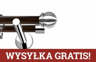 Karnisze Nowoczesne NEO Prestige podwójny 19/19mm Gałka Max INOX - wenge