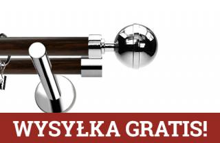 Karnisze Nowoczesne NEO Prestige podwójny 19/19mm Kula Elegant INOX - wenge