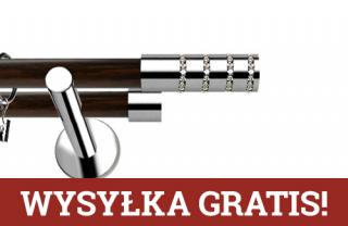 Karnisze Nowoczesne NEO Prestige podwójny 19/19mm Rosetti Crystal INOX - wenge