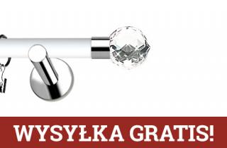 Karnisze Nowoczesne NEO Prestige pojedynczy 19mm Beluna Crystal INOX - biały