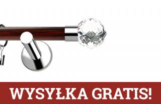 Karnisze Nowoczesne NEO Prestige pojedynczy 19mm Beluna Crystal INOX - mahoń