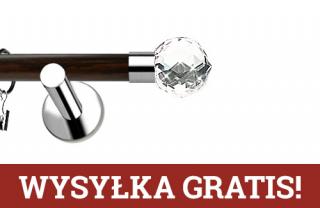 Karnisze Nowoczesne NEO Prestige pojedynczy 19mm Beluna Crystal INOX - wenge