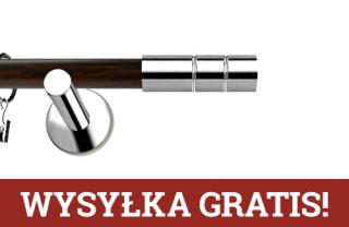 Karnisze Nowoczesne NEO Prestige pojedynczy 19mm Cylinder INOX - wenge