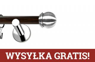Karnisze Nowoczesne NEO Prestige pojedynczy 19mm Gałka Max INOX - wenge