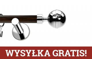 Karnisze Nowoczesne NEO Prestige pojedynczy 19mm Kula Elegant INOX - wenge