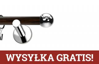Karnisze Nowoczesne NEO Prestige pojedynczy 19mm Kula INOX - wenge
