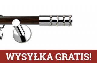 Karnisze Nowoczesne NEO Prestige pojedynczy 19mm Rosetti Crystal INOX - wenge