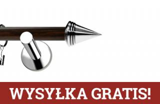 Karnisze Nowoczesne NEO Prestige pojedynczy 19mm Stożek INOX - wenge