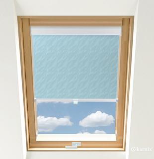 Roleta do okien dachowych BASIC AQUA - Light Blue / Biały