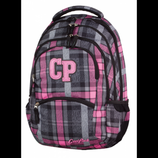Plecak młodzieżowy CoolPack CP szaro-różowy w kratkę - 5 przegród COLLEGE SCOTISH DAWN 693