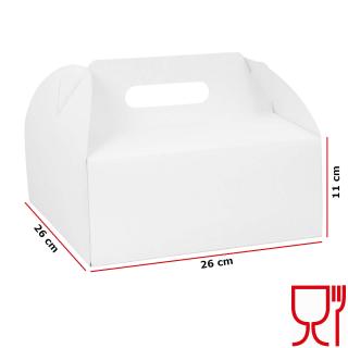 Opakowanie pudełko na TORT z rączką białe 26x26x11cm 25szt.