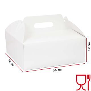 Opakowanie pudełko na TORT z rączką białe 30x30x12cm 25szt.