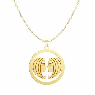 Naszyjnik Pozłacany Bliźnięta Znak Zodiaku 925 GRAWER GRATIS