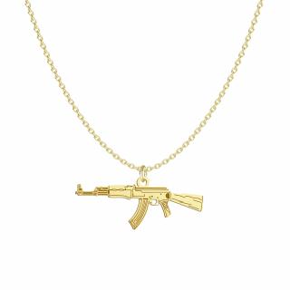 Naszyjnik Pozłacany Kałasznikow AK 47 Srebro 925