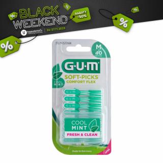 GUM Soft-Picks Comfort Flex MINT 670 MEDIUM 40szt. - gumowe wykałaczki do zębów o smaku miętowym