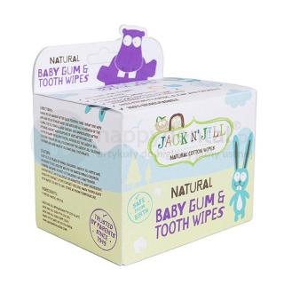JACK N'JILL Natural Baby Gum  Tooth Wipes 25szt - naturalne chusteczki do pielęgnacji dziąseł i pierwszych ząbków niemowląt