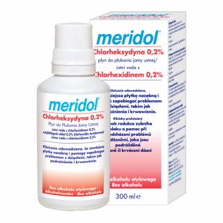 MERIDOL Chlorheksydyna 0,2% CHX 300ml - płyn do płukania jamy ustnej z chlorheksydyną 0,2% MAŁA