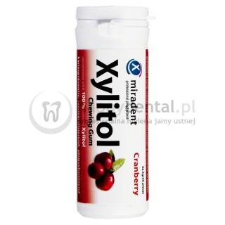 MIRADENT Xylitol Chewing Gum 30sztuk - guma do żucia z ksylitolem przeciw próchnicy (smak: Żurawina - CRANBERRY)