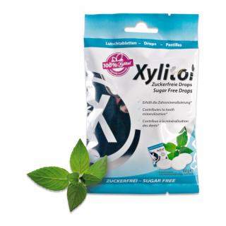 MIRADENT Xylitol Drops 26szt. - przeciwpróchnicze cukierki z ksylitolem dla dzieci i dorosłych (smak: Mięta)
