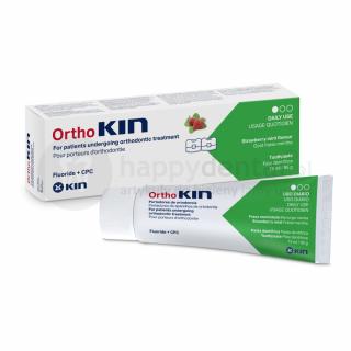 OrthoKIN STRAWBERRY pasta do zębów dla osób noszących aparat ortodontyczny 75ml
