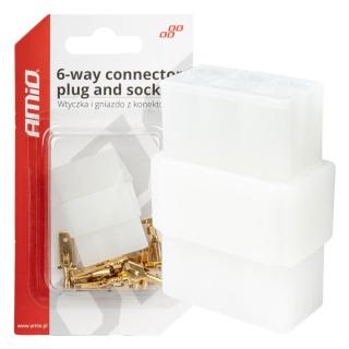 Wtyczka gniazdo kostka złącze elektryczne 6 PIN + konektory AMIO-03515
