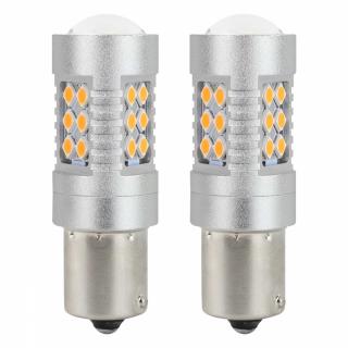 Żarówki LED CANBUS BAU15S PY21W Pomarańczowa Amber 12V 24V AMIO-02580